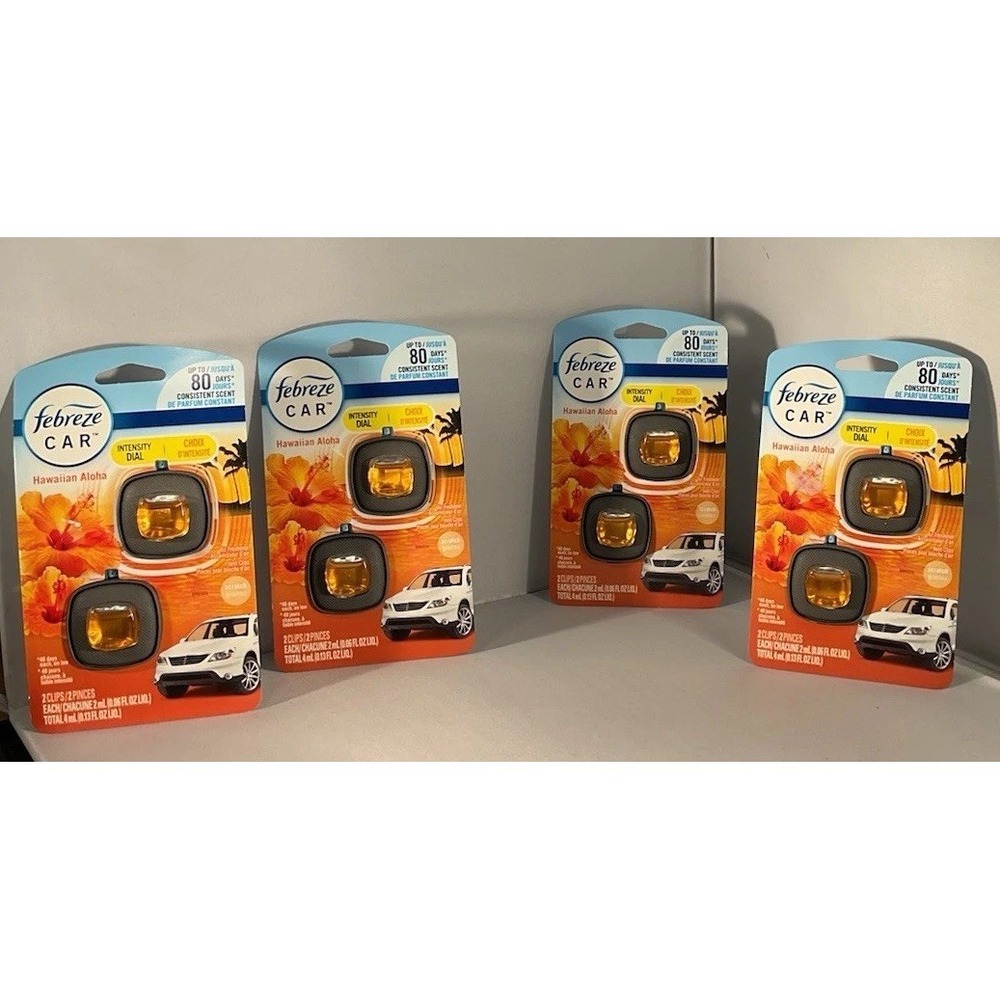 Febreze Hawaiian Aloha Car Vent Clip Air Freshener 2 Clips Lot Of 4